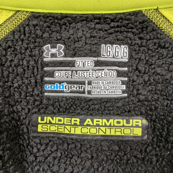 Under Armour ColdGear Quarter Zip Men's LG Black Neon Yellow Fitted - Picture 4 of 7